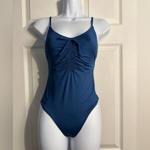 J.Crew Playa Laguna Ruched One-Piece Swimsuit - Blue - Small